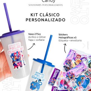 Mesa de trabajo 1 Kit Clásico x10 – Vasos Acrílicos N°1 Personalizados + Stickers | Souvenir Infantil